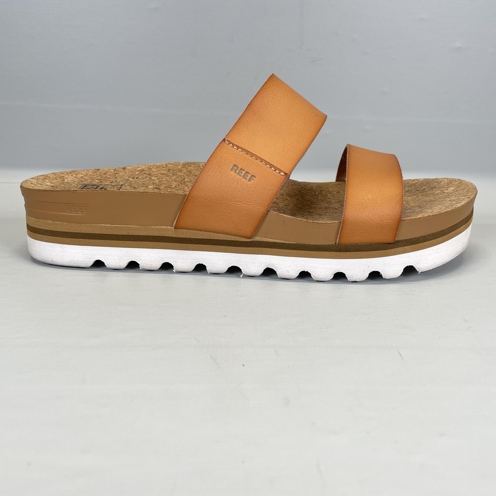 Reef Cushion Vista Hi Sandals Womens Size 11 Tan Platform Slide Comfort Shoes